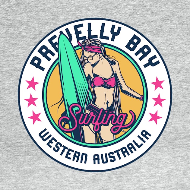 Retro Surfer Babe Badge Prevelly Bay Western Australia by Now Boarding